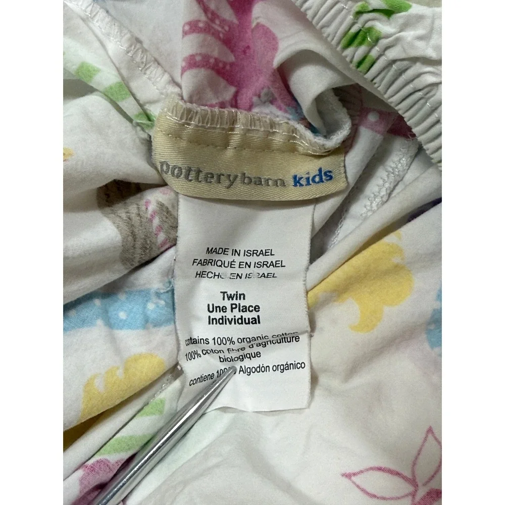 Pottery Barn Kids Twin Mermaid Sheet Set 100% Organic Cotton Flat & Fitted White
